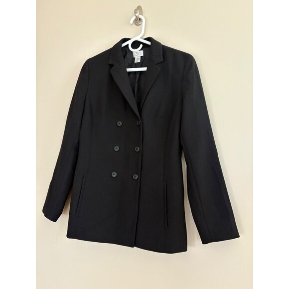 Ann Taylor LOFT Double-Breasted Virgin Wool Blazer Black Women’s Size 8 - Picture 3 of 11